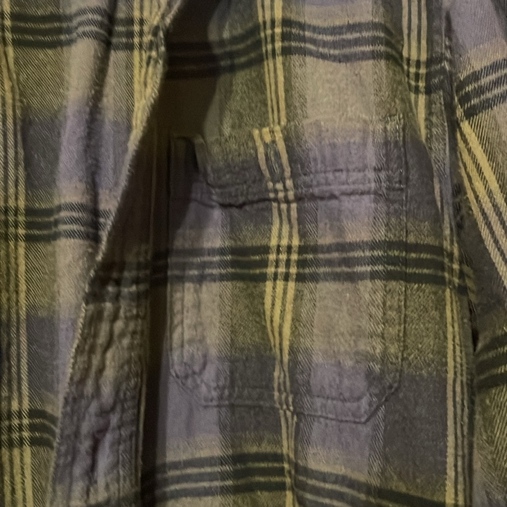 Blue Mountain Men's M Blue Green Plaid Flannel Shirt Long Sleeve Button Up - Picture 9 of 12